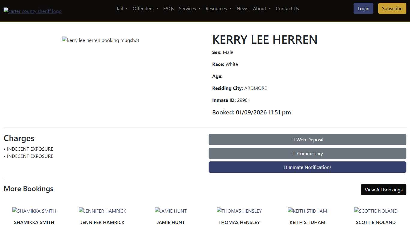 KERRY HERREN Booked at the County Jail